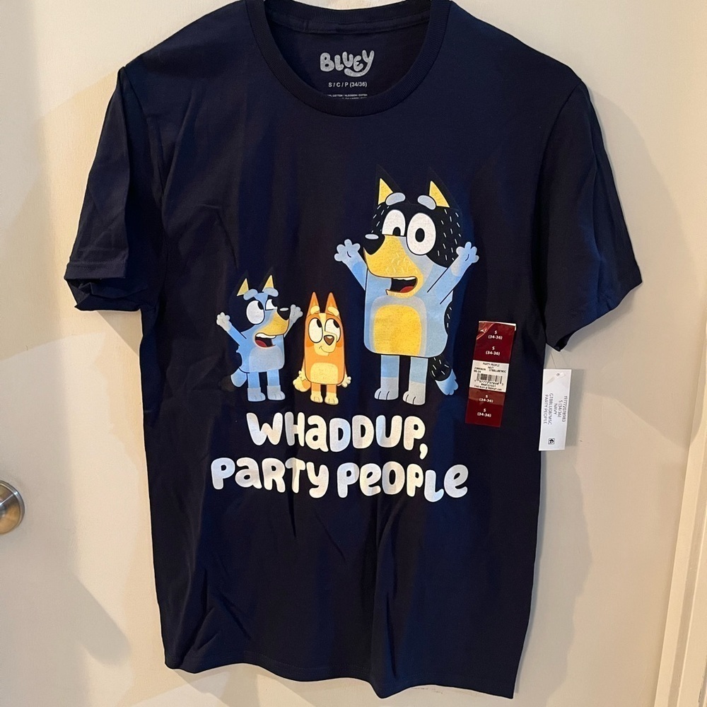 Bluey T Shirt Whaddup Party People New